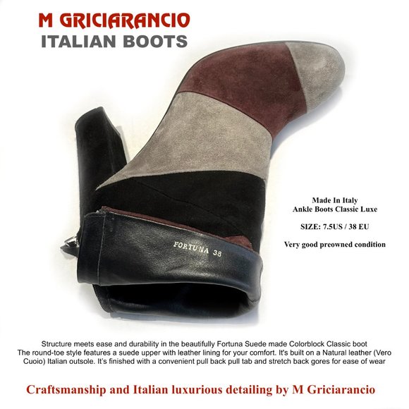 M GRICIARANCIO  ITALIAN BOOTS / SIZE: 7.5US / 38 EU /Made In Italy - Picture 5 of 10